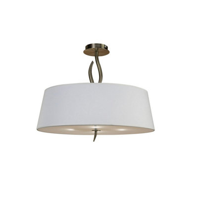 Luminosa Lighting Luminosa Ninette Semi Flush 4 Light E27Antique Brass With Ivory White Shade from B&Q