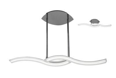 B&Q -  Luminosa Telescopic Semi Flush Convertible Line 28W Led 3000K2800LmPolished ChromeFrosted Acrylic