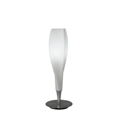 Luminosa Lighting Luminosa Neo Table Lamp 1 Light E27Satin Nickel/frosted White Glass from B&Q