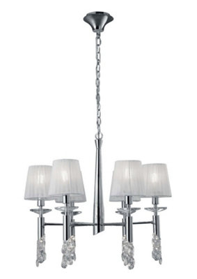 B&Q -  Luminosa Tiffany Ceiling Pendant 6+6 Light E14+G9Polished Chrome With White Shades & Clear Crystal