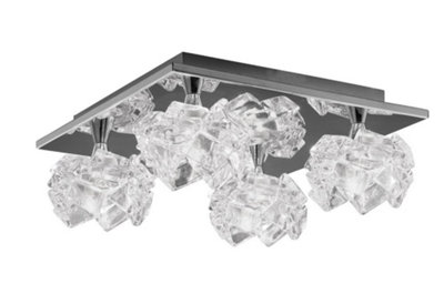 B&Q -  Luminosa Artic Flush Ceiling 4 Light G9 SquarePolished Chrome
