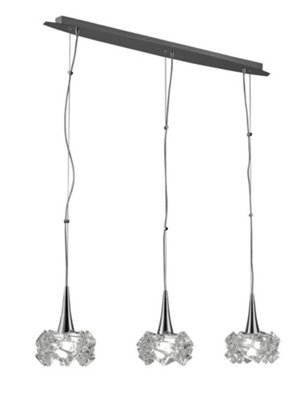 B&Q -  Luminosa Artic Ceiling Pendant 3 Light E27 Line LargePolished Chrome