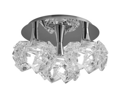B&Q -  Luminosa Artic Flush Ceiling 3 Light E27 Round LargePolished Chrome