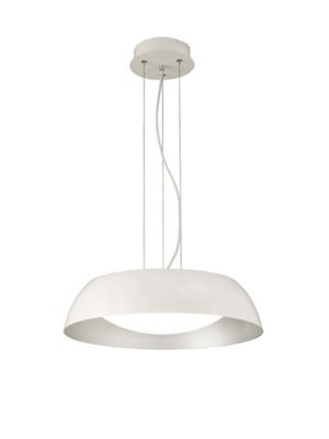 B&Q -  Luminosa Argenta Ceiling Pendant Small 18W Led 3000K1800LmMatt WhiteSilverWhite Acrylic