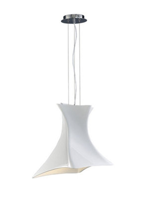 Netlighting Unisex White Twist Dome Ceiling Pendant E27 Gloss Polished Chrome Size 3 - Image 3