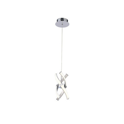 Luminosa Lighting Luminosa Espirales Pendant 1 Light 12W Led 3000K840LmSilver/frosted Acrylic/polished Chrome from B&Q