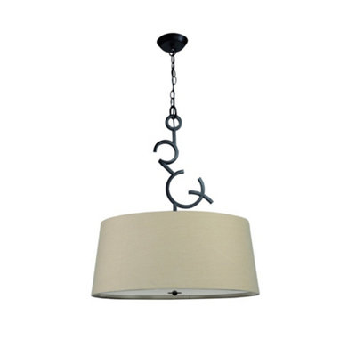 Argi Pendant 3 Light E27 Round With Taupe Shades Brown Oxide Mantra - Image 4