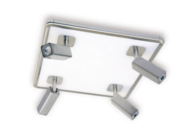 Luminosa Lighting Luminosa Ibiza Ceiling Spotlight 4 Head With Backlit Light 40W Led Square Satin Nickel 4000K3000Lm, from B&Q