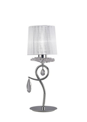 B&Q -  Luminosa Louise Table Lamp 1 Light E27 With White Shade Polished ChromeClear Crystal