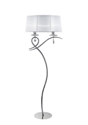B&Q -  Luminosa Louise Floor Lamp 2 Light E27 With White Shade Polished ChromeClear Crystal