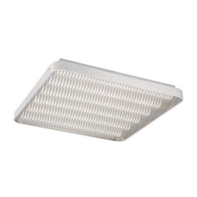B&Q -  Luminosa Fusion Flush Ceiling Light 58Cm Square 50W Led 3000K + 6000K3120LmAluminiumAcrylic