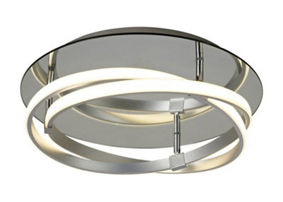 B&Q -  Luminosa Infinity Flush 30W Led 3000K2500LmSilverPolished ChromeWhite Acrylic
