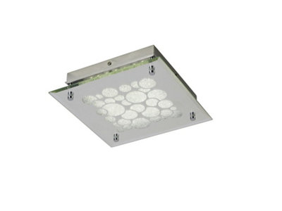 B&Q -  Luminosa Fusion Flush 25Cm Square 15.5W Led 4000K ChromeCrystal Sand620Lm,