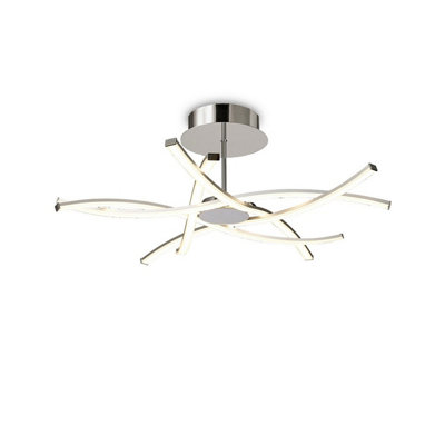 Luminosa Lighting Luminosa Aire Semi Flush42W Led3000K3700LmSilver/frosted Acrylic/polished Chrome3Yrs Warranty from B&Q