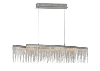 B&Q -  Luminosa Fusion Linear Ceiling Pendant 42W Led3000K4200LmPolished ChromeCrystal Chain