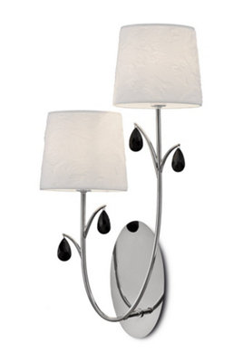 Luminosa Lighting Luminosa Andrea Wall LightPolished ChromeWhite ShadesBlack Crystal Droplets from B&Q