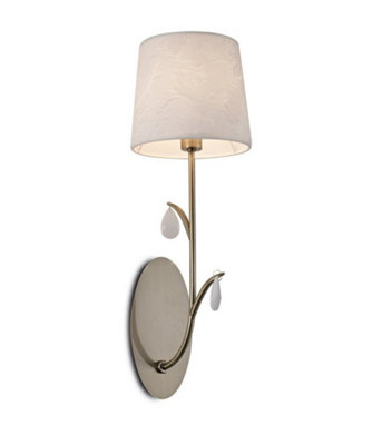 Luminosa Lighting Luminosa Andrea Wall LightAntique BrassWhite ShadesWhite Crystal Droplets from B&Q