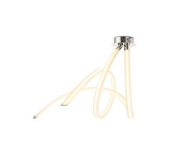 B&Q -  Luminosa Armonia Semi Flush Ceiling Spiral60W Led3000K4500LmPolished ChromeFrosted Acrylic