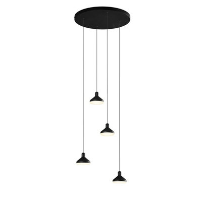 Luminosa Lighting Luminosa Antaras 4 Light Round Pendant32W Led3000K2360LmBlack3Yrs Warranty from B&Q