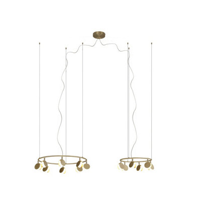 Luminosa Lighting Luminosa Shell 8+6 Light PendantRound70W Led3000K3710LmGold3Yrs Warranty from B&Q