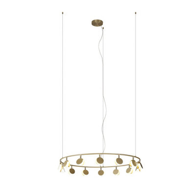 Luminosa Lighting Luminosa Shell 14 Light PendantRound60W Led3000K3180LmGold3Yrs Warranty from B&Q