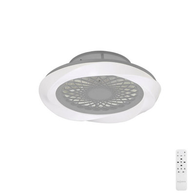 B&Q -  Luminosa Boreal Led Dimmable Ceiling Light & 35W Dc Reversible FanSilverRemote Control