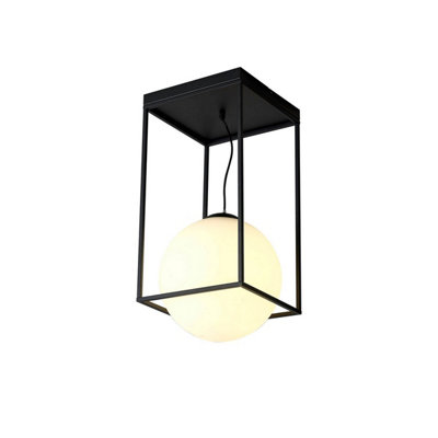Luminosa Lighting Luminosa Desigual Large Tall Semi Flush1 Light E27Matt Black from B&Q