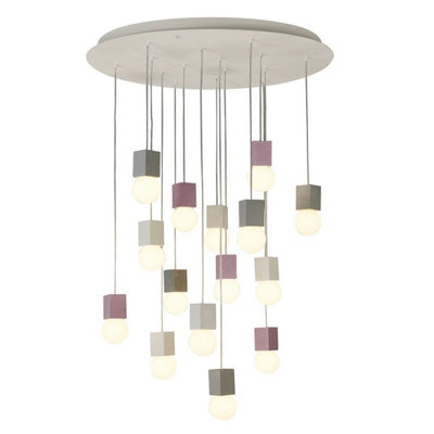 Luminosa Lighting Luminosa Galaxia Pendant Square15 Light E27White / Grey / Red CementWhite Base & CableItem Weight: 19.4Kg from B&Q