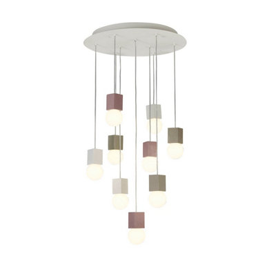 Luminosa Lighting Luminosa Galaxia Pendant Square9 Light E27White / Grey / Red CementWhite Base & Cable from B&Q
