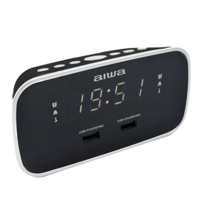 Aiwa Cru-19 Digital Dual Alarm Clock Black