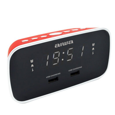 Aiwa Cru-19 Digital Dual Alarm Clock Red