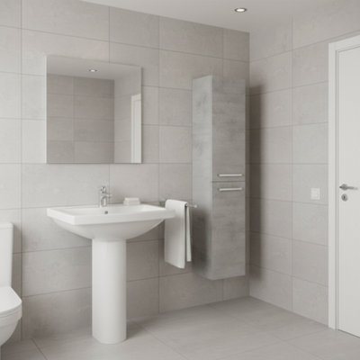 Amos Mann Furniture Adolfo Concrete Grey Effect 2 Door Wall Hung Bathroom Storage Cupboard from B&Q
