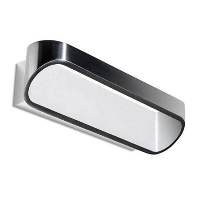 Luminosa Lighting Luminosa Oval Led 1 Light Up & Down Wall Light WhiteBrushed Aluminium