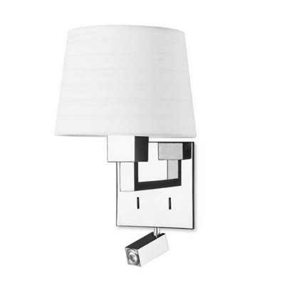 Luminosa Lighting Luminosa Bali Led 2 Light Indoor Wall Light Chrome With Reading LampE27 (Shade Not Included) from B&Q
