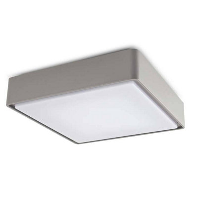 Luminosa Lighting Luminosa Leds C4 Kossel Outdoor Led Square Flush Ceiling Light Grey 22Cm 644Lm 3000K Ip65 from B&Q