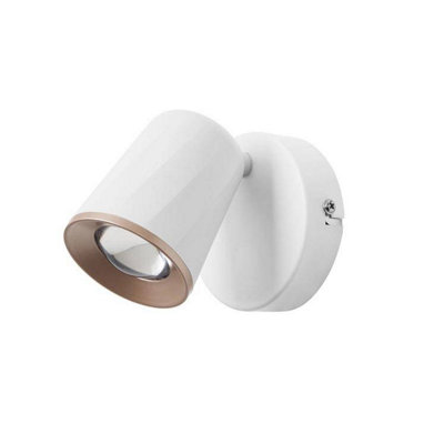 Luminosa Lighting Luminosa Adri Led Single Spotlight White Matt Copper 810Lm 3000K from B&Q