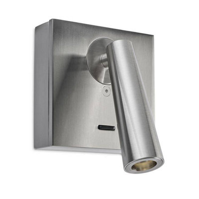 Luminosa Lighting Luminosa Gamma Led Wall Reading Light Satin Nickel 175Lm 2700K from B&Q