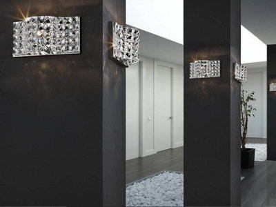 Luminosa Lighting Luminosa Onda Crystal Wall Lamp ChromeG9Uk Stock from B&Q