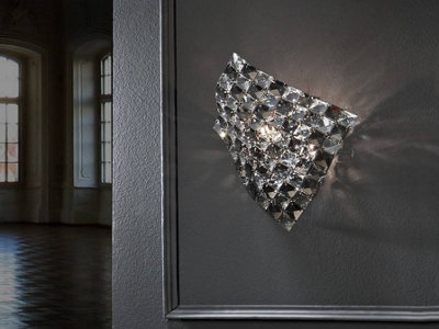 Luminosa Lighting Luminosa Sat 1 Light Crystal Wall Lamp ChromeG9Uk Stock from B&Q