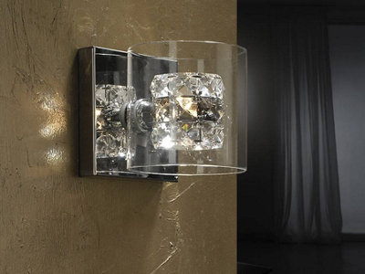 Luminosa Lighting Luminosa Flash Crystal Wall Lamp ChromeG9Uk Stock from B&Q