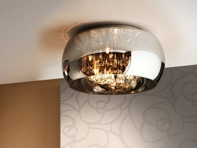 Luminosa Lighting Luminosa Argos 5 Light Crystal Flush Ceiling Light ChromeMirrorG9Uk Stock from B&Q