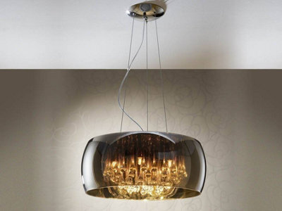 Luminosa Lighting Luminosa Argos 6 Light Round Crystal Ceiling Pendant ChromeMirrorG9Uk Stock from B&Q