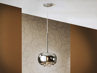 Luminosa Lighting Luminosa Argos Round Crystal Ceiling Pendant ChromeMirrorG9Uk Stock from B&Q
