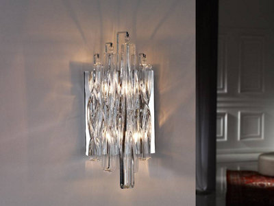 Luminosa Lighting Luminosa Manacor 2 Light Crystal Wall Lamp ChromeG9Uk Stock from B&Q