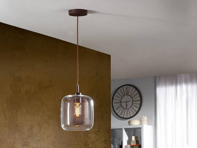 Luminosa Lighting Luminosa Fox Crystal Ceiling Pendant Mesh BrownE27Uk Stock from B&Q