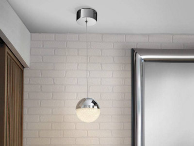 Luminosa Lighting Luminosa Sphere Integrated Led Globe Ceiling Pendant ChromeUk Stock from B&Q