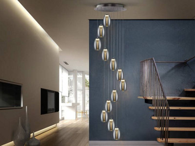 Luminosa Lighting Luminosa Nebula Integrated Led 12 Light Spiral Crystal Cluster Drop Ceiling Pendant ChromeUk Stock from B&Q