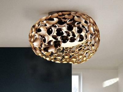 Luminosa Lighting Luminosa Narisa 5 Light Flush Ceiling Light GoldBrownG9Uk Stock from B&Q