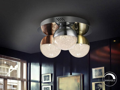 Luminosa Lighting Luminosa Sphere Integrated Led Dimmable Flush Ceiling Light ChromeBrassCopperUk Stock from B&Q