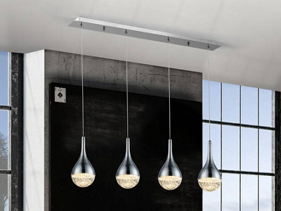 Luminosa Lighting Luminosa Elie Integrated Led Crystal Bar Ceiling Pendant Chrome Bubble EffectUk Stock from B&Q